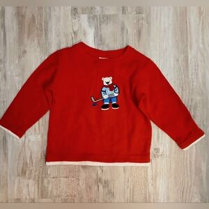Miniboots Vintage Hockey Bear boys long sleeve top red 5T